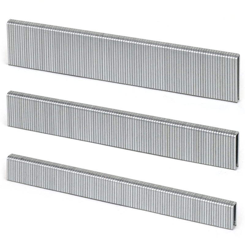 HW HAMWOO 18 Gauge by 1/2 to 1 in Multi-Pack Narrow Crown Staples, 1200-Pack Including 1/2"- 400; 3/4"- 400; 1"- 400 (Silver) - Image 1